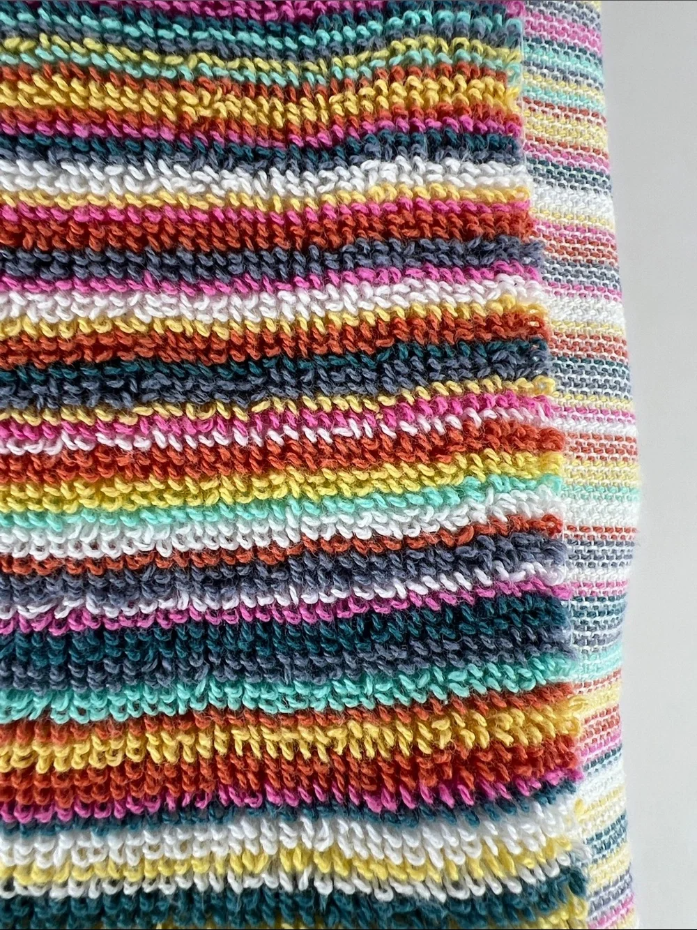 Rachel Zoe Rainbow Striped Bath Towel Set Red Blue Yellow 100% Cotton 2 Pc NEW